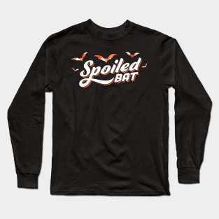 Spoiled Bat Funny Halloween Bats Orange Plaid Long Sleeve T-Shirt